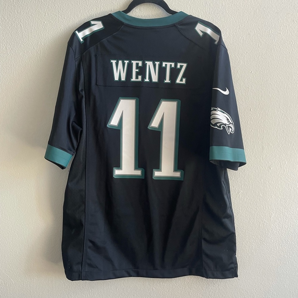 Black/Green Carson Wentz Nike Eagles Jersey